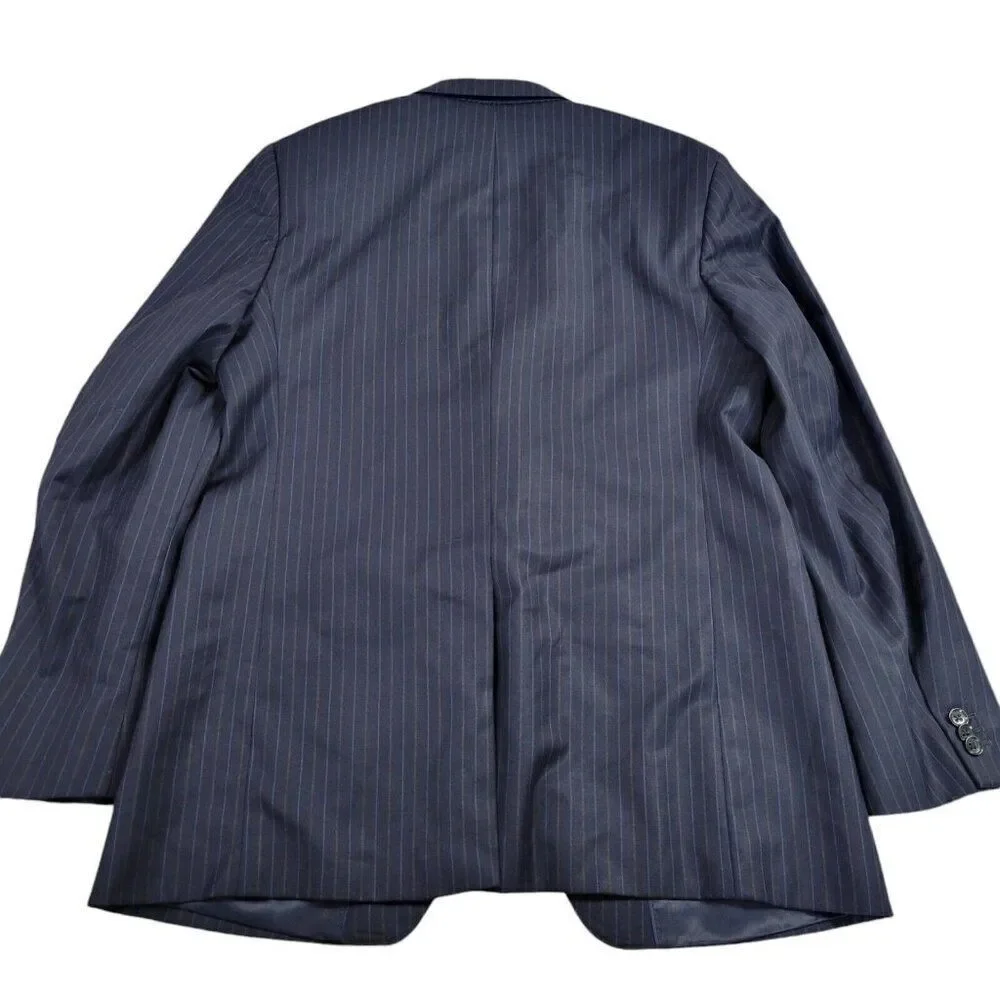 Banana Republic Blazer Men's 42R Blue Pinstripe 2 Button Jacket Wool Lined Flaw*